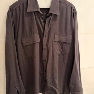 America Men’s L Charcoal Gray 100% Cotton Utility Workwear Shirt
